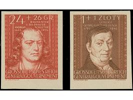 1944, Kulturträger Andreas Schlüter 24 Groszy und Georg Gottlieb Pusch 1 Zloty, je ungezähnt, postfrisch, tadellos, 1 Zloty s