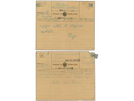 1907, zwei Telegramme aus Bagamoyo 11.5. bzw. Tabora 13.5. an den Konkursverwalter Kühne in Daressalam, jeweils mit schwarzem