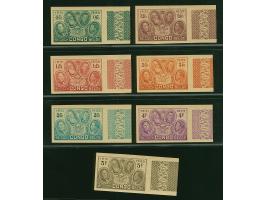 1935, 50th anniversary 50 c.- 5 fr. imperforated with the right sheet margins, mint never hinged, very fine (COB 3500,-€)