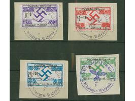 1944, Waldimir-Wolynsk 6-60 Pfennig, &nbsp;6 Pfennig mit Plattenfehler “kleines s in Deutsche”, je sauber mit Dienstiegel auf