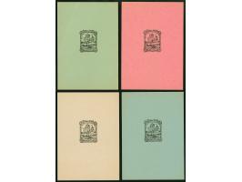 1941, Kathedrale von Pleskau 60 Kopeken, vier verschiedenfarbige (weiß, blaugrün,grün, rosa) Probedrucke auf Kartonpapier (ca