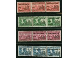 1939, Elchschaufel 15-60 Centu, einheitlich in waagerechten Dreierstreifen mit den Aufdrucktypen I-II-III, postfrisch, tadell