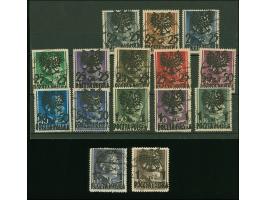 1944, 25 Groszy - 1 Zloty on Hitler, 15 values, all used, mostly fine, mostly signed Jungjohann BPP