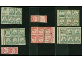 4 H.-Heftchenblätter, alle 4 (einmal ohne Rand) sowie 7½ H. H-Blatt "Pelikan" und senkrechte Zusammendrucke "Lehmann &amp; As