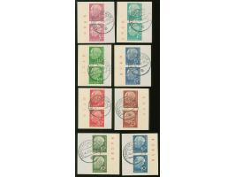 1960, Lumogen 5-40 Pfg., einheitlich in senkrechten Seitenrandpaaren mit roter Bogenlaufnummer, sauber gestempelt “FRANKFURT 