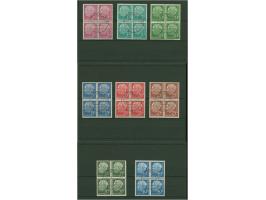 Lumogen, 5-40 Pfg., kpl. in 4er-Blocks, je sauber zentrisch gestempelt “MÖNCHENGLADBACH 13.7.61”, ungefaltet, tadellos, Fotoa