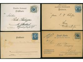 Gladbacher Courier: 1897/99, Ausgabe 1897 3 Pfg. blau, zwei Einzelmarken auf zwei Postkarten, dazu weitere Postkarte mit Ausg
