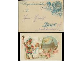 Berliner Packetfahrt-Gesellschaft: 1890, Ganzsachen-Glückwunschumschlag 10 Pfg. blau mit Einlage “Page mit Speer und Friedens