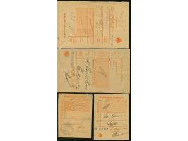 1911/17, vier Post-Einlieferungscheine mit violettem L1 “JAFFA” (1912), violettem L1 “Jerusalem” (1911) bzw. “JERUSALEM” (191