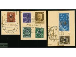 1944, Winterhilfe 25 Centesimi - 5 Lire, sauber mit Stempeln “LUBIANA 15.6.44” auf drei Briefstücken, tadellos, ein gestempel