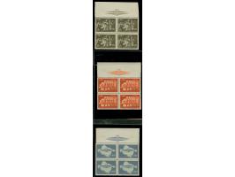 1945, Storm Division 50-100 k., blocks of four with upper sheet margin with badge of Storm Division, mint never hinged, the s