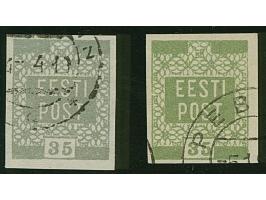 1918, Flower issue 35 kopek olive and gray, both fresh color, used, very fine, very scarce shades, gray shade signed Eichenth