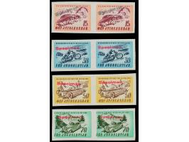 1953, Car and Motorcycle racing 15-70 din., imperforate horizontal pairs with handstamp “Specimen”, mint never hinged, fine