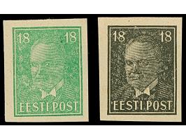 1939, Päts 18 senti, imperforated proofs on umgummed paper, in green and black, very fine, signed Prof. Winterstein