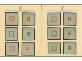 1917, Kaiser Karl I. 3 H. - 2 Kr., ungezähnte Probedrucke nur des Rahmens bzw. des Mittelstücks in Originalfarben im Blockfor