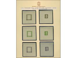 1917, Kaiser Karl I. 3 H. - 2 Kr., ungezähnte Probedrucke nur des Rahmens bzw. des Mittelstücks in Originalfarben im Blockfor