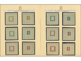 1917, Kaiser Karl I. 3 H. - 2 Kr., ungezähnte Probedrucke nur des Rahmens bzw. des Mittelstücks in Originalfarben im Blockfor