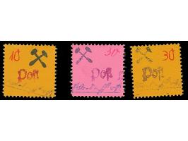 1945, Wertziffern handschriftlich, 10 Pfg. und beide 30 Pfg., die rosafarbene leicht Anhaftungen, sonst einwandfrei postfrisc