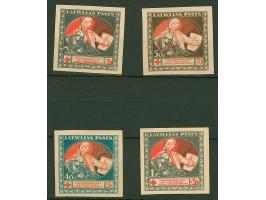1920, Red Cross 20 kopeks -1 rubel on chalky paper, different colors, 40 kopeks with additional center in red on reverse, fin