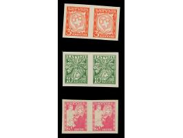 1936, White Cross 3-20 santimi, imperforated archive proofs, horizontal pairs, without gum, scarce, fine