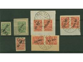 1919, 25 kap on 2 kopeks green and on 3 kopeks red, small group of 9 stamps including 3 pairs, all used or on piece, mostly f