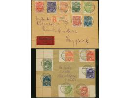 1921, Industrielandschaft 10 Fenigow - 1 Marka, gezähnt und geschnitten, je auf Satzbrief mit Stempel “SCHOPPINITZ 17.6.21” b