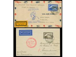 1930, Südamerikafahrt 2 und 4 M. mit stehendem Wasserzeichen, jeweils mit Stempel “FRIEDRICHSHAFEN 18.5.30” bzw. vom 10.11.30