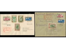 1932, Relief fund 5-25 santimi, perforated and imperforated, each as complete set tied by cds. “RIGA” to registered covers to