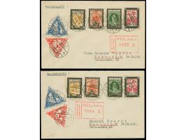 1932, Relief fund 2-20 santimi, perforated and imperforated, each as complete set with additional franking, tied by cds. “RIG