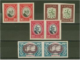 1930 Anti-Tuberculosis 10-25 santimi, archive proofs, imperforated horizontal pairs, without gum, scarce, 25s. right stamp sm
