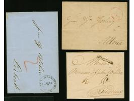 1751/1853, 3 Vorphila-Briefe: L1 "HAMBOURG" auf frühem Brief, Roter Fußpoststempel auf Brief von Bremen nach Altona und Brief