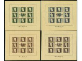 1946, Renner 1-5 S. geschnitten auf gelbem Japanpaier, kpl. Kleinbogensatz, postfrisch, tadellos