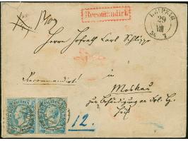 10 Ngr. im waagerechten Paar, unten und rechts teils leicht berührt (hier gerissen statt geschnitten), mit Nr. "2" und sauber