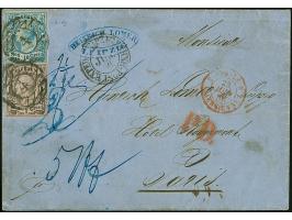 10 Ngr. milchblau und 1 Ngr. auf mattgraurot, beide voll-bis breitrandig, mit sauber aufgesetzter Nr. 4 und nebengesetztem Do