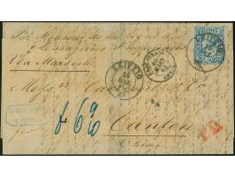 10 Ngr. blau, unten voll-, sonst breitrandig, rechts mit Bogenrand und oben mit Teil des Eckwinkels, mit sauber auf- und nebe