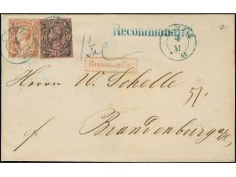 5 Ngr. ziegelrot und 1 Ngr. auf mattgraurot, erstere links unten leicht berührt, sonst beide voll- bis breitrandig, mit blaue