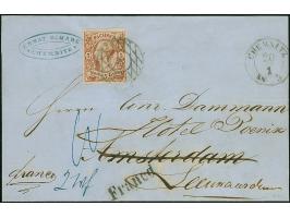 5 Ngr. rostbraun (sogenannte Fehlfarbe), allseits breitrandig, mit Nr. "8" und nebengesetztem Doppelkreisstempel "CHEMNITZ 20