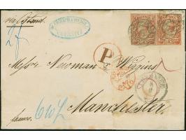 5 Ngr. ziegelrot, zusammen mit 5 Ngr. karminrosa auf glasigem Papier, beide voll- bis breitrandig, mit Nr. "8" und nebengeset