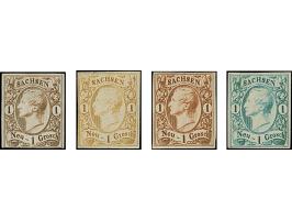 Meinholdsche Farbproben vom Januar 1856: 1 Ngr., 7 Stück in verschiedenen Farben/Nuancen, dabei die später verausgabten. Ungu