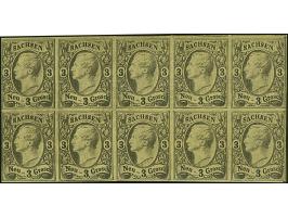 3 Ngr. auf dunkelgelb, kompletter Schalterbogen von 10 Werten, links teils berührt, sonst voll- bis überrandig, ungebraucht m