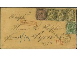 3 Ngr. auf gelb, 3 Einzelwerte, mit 1 Ngr. auf mattgraurot und 1851/63, 3 Pfg. grün, mit Doppelkreisstempel "LEIPZIG 24/IX 62