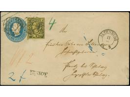 3 Ngr. auf gelb, rechts oben gering berührt, sonst voll- bis breitrandig, mit Nr. "11" und sauber nebengesetztem Doppelkreiss