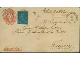 2 Ngr. auf blau (leicht berührt) als Zufrankatur auf Ganzsachenumschlag 1 Ngr. rosa, mit Nr. "3" und sauber nebengesetztem Do