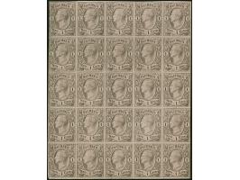 1 Ngr. auf rosa im senkrechten 25er-Block, links oben etwas berührt, sonst voll-bis breitrandig, ungebraucht ohne Gummi mit s