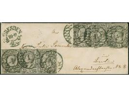 ½ Ngr. auf grau, Type I, 6 Einzelwerte, meist voll-bis breitrandig, teils durch Randklebung gering bestoßen bzw. die rechts k