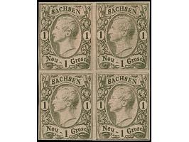 1 Ngr. auf mattgraurot, Type I, im Viererblock, farbfrisch, unten links leicht berührt, sonst vollrandig, ungebraucht mit Ori