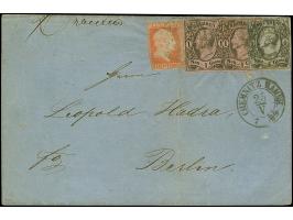 ½ Ngr. auf grau und 2 Einzelwerte 1 Ngr. auf mattgraurot, alle Type I, zusammen mit Preußen 1850, ½ Sgr. rotorange, mit Nr."8