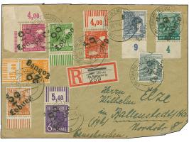 “29/Loburg” auf 6-12, 16, 24, 25, 40 und 80 Pfg., dabei u.a. die 25 Pfg. mit Oberrand sowie 40 Pfg. mit rechtem oberen Bogenr