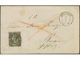 ½ Ngr. auf grau, Type II, voll- bis breitrandig, mit Nr."14" und nebengesetztem Doppelkreisstempel "BAUTZEN 1/1 63" auf klein