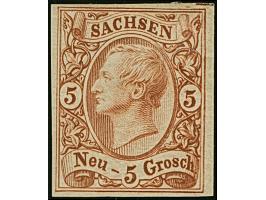 5 Ngr. rostbraun, der sogenannte Farbfehldruck, farbfrisch und voll- bis breitrandig, ungebraucht mit Originalgummi und größe